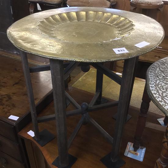 Circular brass tray top table